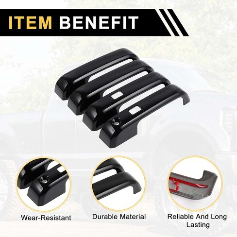 4pcs مقبض الباب الخارجي غطاء مقبض باب السيارة مقبض مقبض فورد F-150 2015-2020 واقي مقبض باب السيارة مع لوحة المفاتيح الأسود in Saudi Arabia