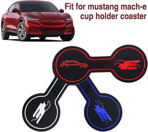 Compatible Ford Mustang Mach-E Car Cup Holder Coaster, Silicone Rectangular Blue Coaster in Kuwait