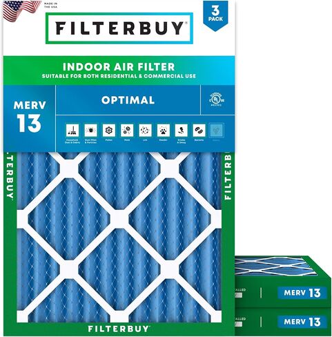 Filterbuy 20x23x1 Air Filter MERV 13 Optimal Defense (3-Pack), Pleated HVAC AC Furnace Air Filters Replacement (Actual Size: 19.50 x 22.50 x 0.75 Inches) in Saudi Arabia