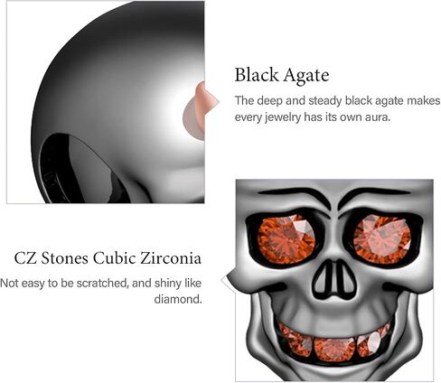 GNOCE Skull Bead Charms 925 Sterling Silver Black Little Devil with Rose Gold Horns Red Eyes Teeth Halloween Jewelry Charm for Bracelets Necklace in Saudi Arabia