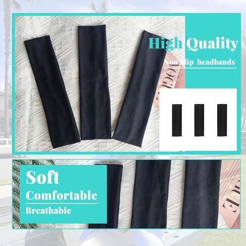 عصابات رأس سوداء للنساء غير المنزلق الفرق الموسيقية لشعر المرأة المرنة نساء عصابات القطن الناعم من القماش أزياء عقال العائلة للتمرينات الرياضية اليومية الجري اليوغا in Kuwait