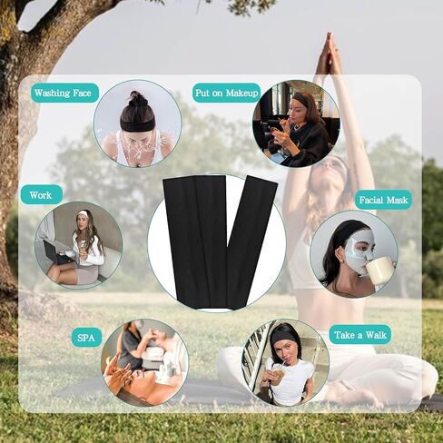 عصابات رأس سوداء للنساء غير المنزلق الفرق الموسيقية لشعر المرأة المرنة نساء عصابات القطن الناعم من القماش أزياء عقال العائلة للتمرينات الرياضية اليومية الجري اليوغا in Kuwait