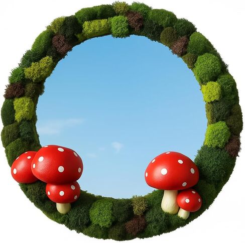 Lidy Mushroom Mirror Preserved Moss Decor - 11'' Handcrafted Decorative Mirror for Cottagecore Bedroom - Mushroom Decorations for Christmas & Nature Decor Lovers Gifts - Fairy Wall Decor Living Room in Saudi Arabia