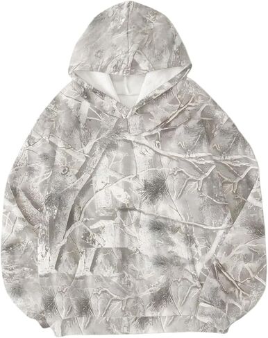 Women's Plus Size Camo Hoodie Drop Shoulder Vintage Camouflage Hoodies Hooded Sweatshirt Pullover in Saudi Arabia