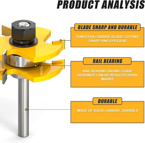 3PCS Reversible Finger Joint Router Bit & Tongue and Groove Router Bit 1/2 Inch Shank Woodworking Carbide Joinery Wood Milling Cutter for Cabinet Door, Frames and More in Saudi Arabia