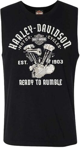 Harley-Davidson Men's Tenacious Crew-Neck Sleeveless Cotton Muscle Shirt, Black in Saudi Arabia
