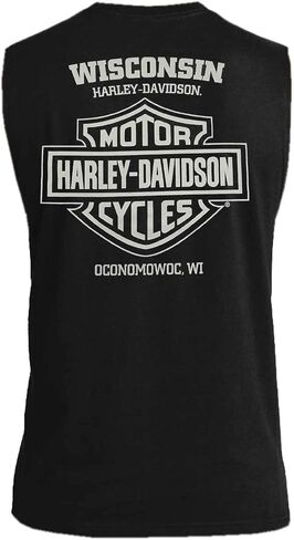 Harley-Davidson Men's Tenacious Crew-Neck Sleeveless Cotton Muscle Shirt, Black in Saudi Arabia