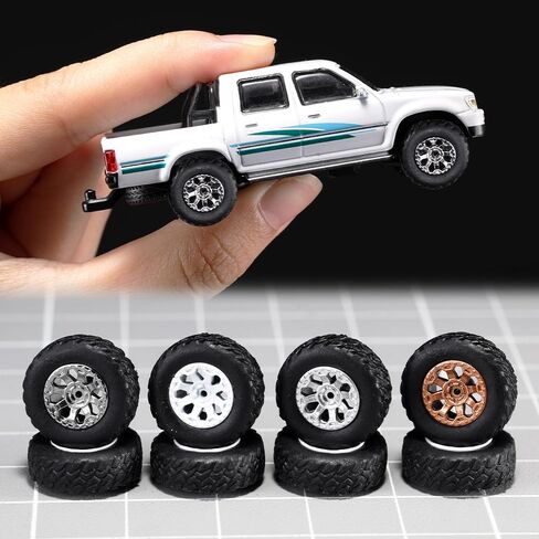 1/64 Wheels and Tires for Off-Road All-Terrain Upgraded Mainline Cast Model Cars, Diameter is 0.51In,4 Sets/Pack,Seven Spokes.(YE-H) in Kuwait