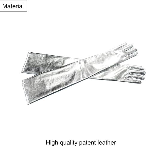 COSFAN 1 Pair Women Long Glove,Patent Leather Gloves,Glossy Finger Gloves for Cosplay Opera Dance Evening Party Costume in Kuwait