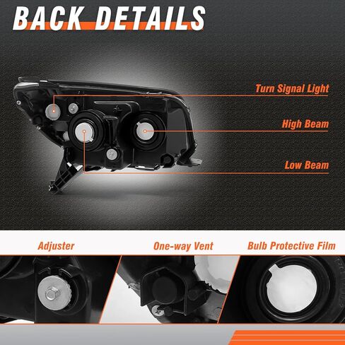 مجموعة الأمام المتوافقة مع 2006 2007 2008 2009 Toyota 4Runner ، 4th Gen 4Runner Projector زوج بديل الأيسر واليمين مع Chrome Housing Amber Reflector in Kuwait