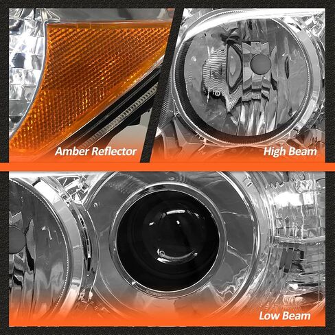 مجموعة الأمام المتوافقة مع 2006 2007 2008 2009 Toyota 4Runner ، 4th Gen 4Runner Projector زوج بديل الأيسر واليمين مع Chrome Housing Amber Reflector in Kuwait