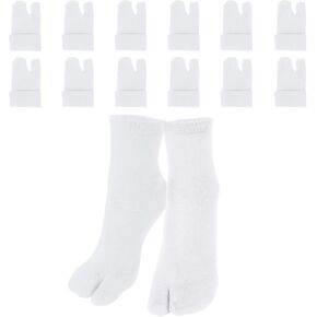 6 Pairs Tabi Flip Flop Socks, Elastic Cotton Tabi Split Toe Socks Wicking Sandal Sock for Women (White) in Kuwait