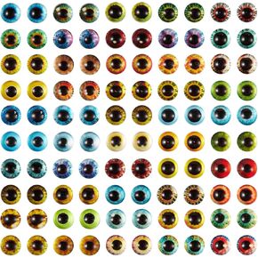 150PCS Assorted Eyes Glass Cabochon, Animal Doll Eyes, Flatback Dragon Eyes Snake Eyes Frog Eyes Cabochon for Crafts, 6MM Glass Eyes Stickers for Clay Doll Sculptures Props Crafts Jewelry Making in Kuwait