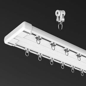Double Track Curtain Rail,Ceiling Mounted,Silent Heavy Aluminum Duty Curtain Track System,Sliding Rails For Curtains, Room Divider For Bedroom Living Room Hospital(C,5.6m(18.3ft)) in Saudi Arabia