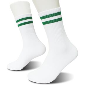 Striped Retro Socks in White/Green, Vintage Socks for Adult, Teens, Men&Women. (239) in Saudi Arabia