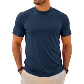 Makkrom Mens Mock Phictleneck Thirts Summer Summer Short Tees Basic Teads Solid Solver Tops in Kuwait