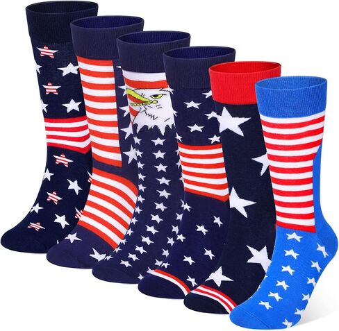 Tarpop 6 أزواج في الرابع من يوليو الجوارب الوطنية الجوارب الوطنية العلم الأمريكي Stars Stripes للجنسين الجوارب الاستقلال الجوارب الجوارب القطن الهدايا لنساء الرجال in Saudi Arabia