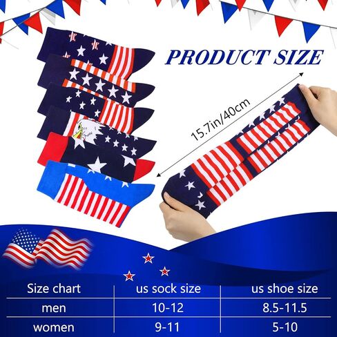 Tarpop 6 أزواج في الرابع من يوليو الجوارب الوطنية الجوارب الوطنية العلم الأمريكي Stars Stripes للجنسين الجوارب الاستقلال الجوارب الجوارب القطن الهدايا لنساء الرجال in Saudi Arabia