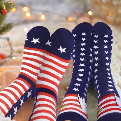 Tarpop 6 أزواج في الرابع من يوليو الجوارب الوطنية الجوارب الوطنية العلم الأمريكي Stars Stripes للجنسين الجوارب الاستقلال الجوارب الجوارب القطن الهدايا لنساء الرجال in Saudi Arabia