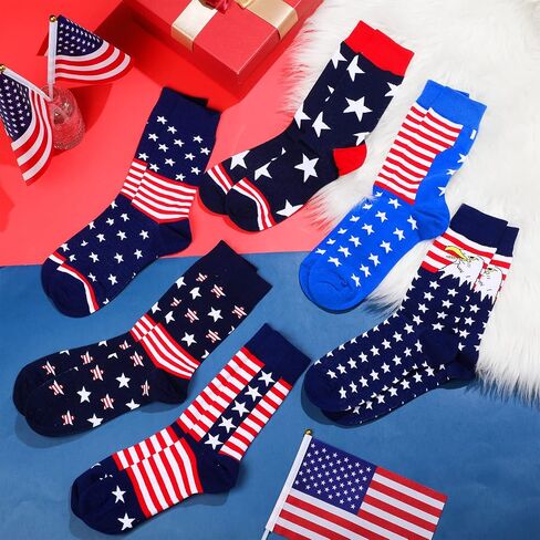 Tarpop 6 أزواج في الرابع من يوليو الجوارب الوطنية الجوارب الوطنية العلم الأمريكي Stars Stripes للجنسين الجوارب الاستقلال الجوارب الجوارب القطن الهدايا لنساء الرجال in Saudi Arabia