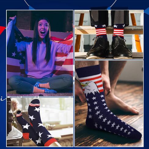 Tarpop 6 أزواج في الرابع من يوليو الجوارب الوطنية الجوارب الوطنية العلم الأمريكي Stars Stripes للجنسين الجوارب الاستقلال الجوارب الجوارب القطن الهدايا لنساء الرجال in Saudi Arabia