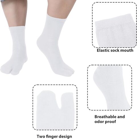 6 Pairs Tabi Flip Flop Socks, Elastic Cotton Tabi Split Toe Socks Wicking Sandal Sock for Women (White) in Kuwait