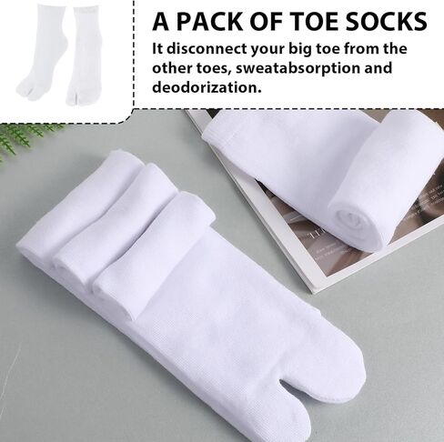 6 Pairs Tabi Flip Flop Socks, Elastic Cotton Tabi Split Toe Socks Wicking Sandal Sock for Women (White) in Kuwait