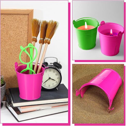 12 Pack Witch Party Favor Supplies Green and Pink Party Favor Containers Small Metal Buckets Mini Metal Pail for Witch Themed Decorations Candy Crafts, 3 x 3 Inch in Saudi Arabia