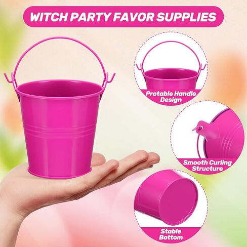 12 Pack Witch Party Favor Supplies Green and Pink Party Favor Containers Small Metal Buckets Mini Metal Pail for Witch Themed Decorations Candy Crafts, 3 x 3 Inch in Saudi Arabia