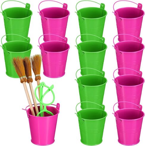 12 Pack Witch Party Favor Supplies Green and Pink Party Favor Containers Small Metal Buckets Mini Metal Pail for Witch Themed Decorations Candy Crafts, 3 x 3 Inch in Saudi Arabia