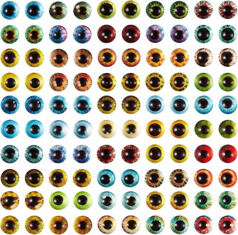 150PCS Assorted Eyes Glass Cabochon, Animal Doll Eyes, Flatback Dragon Eyes Snake Eyes Frog Eyes Cabochon for Crafts, 6MM Glass Eyes Stickers for Clay Doll Sculptures Props Crafts Jewelry Making in Kuwait
