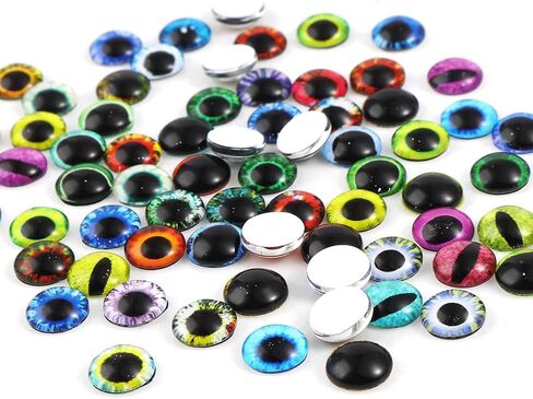 150PCS Assorted Eyes Glass Cabochon, Animal Doll Eyes, Flatback Dragon Eyes Snake Eyes Frog Eyes Cabochon for Crafts, 6MM Glass Eyes Stickers for Clay Doll Sculptures Props Crafts Jewelry Making in Kuwait