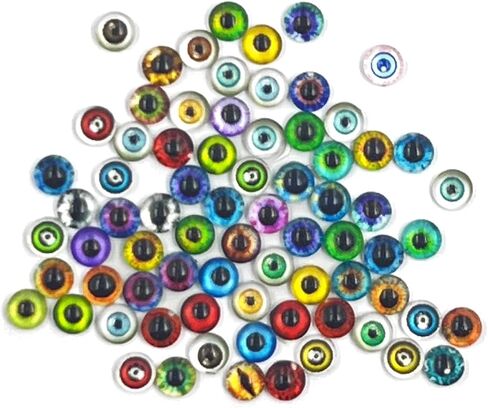 150PCS Assorted Eyes Glass Cabochon, Animal Doll Eyes, Flatback Dragon Eyes Snake Eyes Frog Eyes Cabochon for Crafts, 6MM Glass Eyes Stickers for Clay Doll Sculptures Props Crafts Jewelry Making in Kuwait