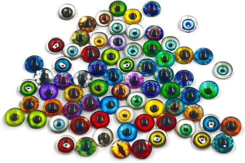 150PCS Assorted Eyes Glass Cabochon, Animal Doll Eyes, Flatback Dragon Eyes Snake Eyes Frog Eyes Cabochon for Crafts, 6MM Glass Eyes Stickers for Clay Doll Sculptures Props Crafts Jewelry Making in Kuwait