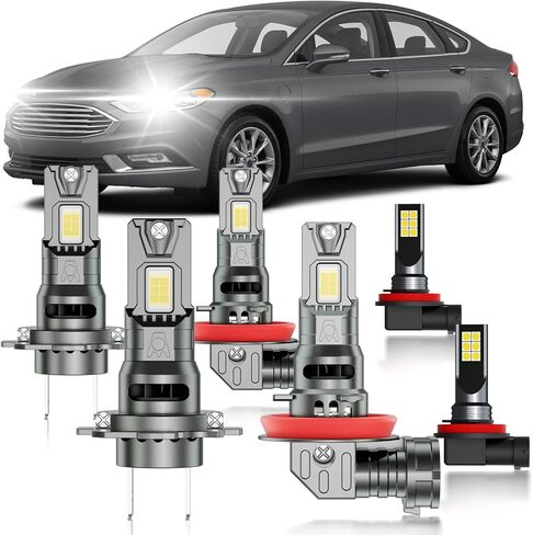for Ford Fusion 2006-2018 Fog Lights Bulbs Combo, 6pcs Super Bright White Multi Beam Fog Lights Blubs Package, 1:1 as Stock Size, Plug and Play in Saudi Arabia