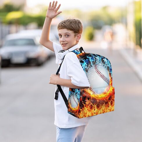 3Pcs Baseball Backpacks for Boys Girls, Kids Backpack with Lunch Bag Pencil Case, 17 Inch Backpack Set Large Capacity Bookbag School Bag for Teen Elementary Middle High School in Saudi Arabia