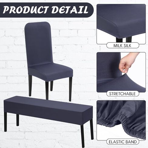 Moukeren 5 Pcs Stretch Dining Chair Covers Bench Cover Removable Washable Slipcovers Parsons Chair Slipcover Seat Protector for Dining Room Hotel Ceremony Restaurant Wedding Party(Black) in Saudi Arabia