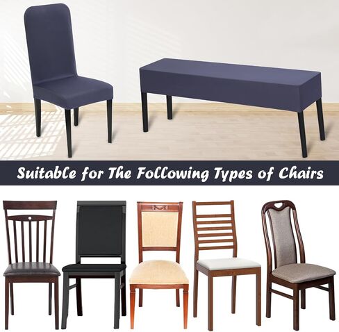 Moukeren 5 Pcs Stretch Dining Chair Covers Bench Cover Removable Washable Slipcovers Parsons Chair Slipcover Seat Protector for Dining Room Hotel Ceremony Restaurant Wedding Party(Black) in Saudi Arabia