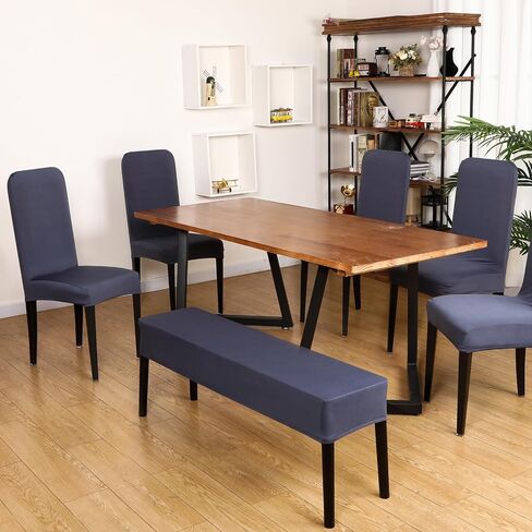 Moukeren 5 Pcs Stretch Dining Chair Covers Bench Cover Removable Washable Slipcovers Parsons Chair Slipcover Seat Protector for Dining Room Hotel Ceremony Restaurant Wedding Party(Black) in Saudi Arabia