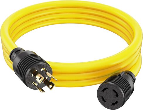 Houseables 30 Amp Generator Cord 4 Prong, Extension Generator Cable, 25 Ft, 125-250v, 7500 watt max Rating, UL CUL, NEMA L-14-30P, Rubber, 10 Gauge, Heavy Duty, L14-30, Transfer, Twist Lock Power Cord in Kuwait