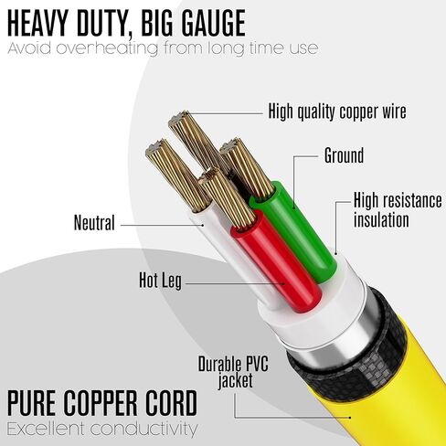Houseables 30 Amp Generator Cord 4 Prong, Extension Generator Cable, 25 Ft, 125-250v, 7500 watt max Rating, UL CUL, NEMA L-14-30P, Rubber, 10 Gauge, Heavy Duty, L14-30, Transfer, Twist Lock Power Cord in Kuwait