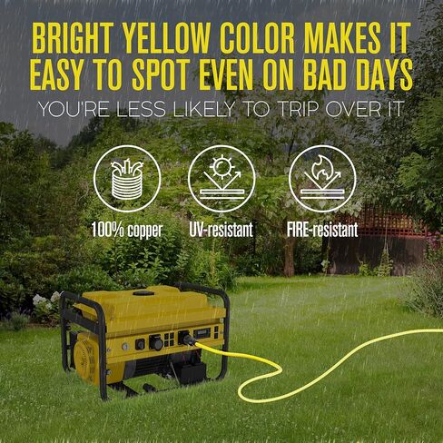 Houseables 30 Amp Generator Cord 4 Prong, Extension Generator Cable, 25 Ft, 125-250v, 7500 watt max Rating, UL CUL, NEMA L-14-30P, Rubber, 10 Gauge, Heavy Duty, L14-30, Transfer, Twist Lock Power Cord in Kuwait