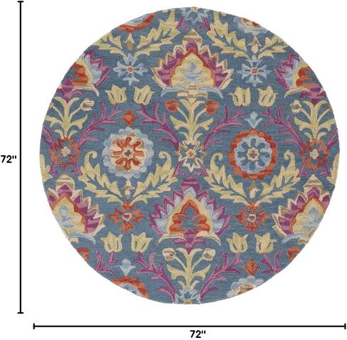 سجادة عداء من مجموعة SAFAVIEH Suzani - 2'3" x 12'، زرقاء ومتعددة، صوف بوهو معقوف يدويًا، مثالية للمناطق ذات حركة المرور العالية في غرفة المعيشة وغرفة النوم (SZN312A) in Saudi Arabia