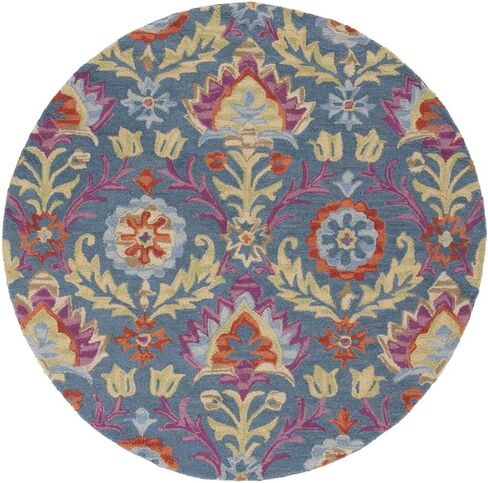 سجادة عداء من مجموعة SAFAVIEH Suzani - 2'3" x 12'، زرقاء ومتعددة، صوف بوهو معقوف يدويًا، مثالية للمناطق ذات حركة المرور العالية في غرفة المعيشة وغرفة النوم (SZN312A) in Saudi Arabia