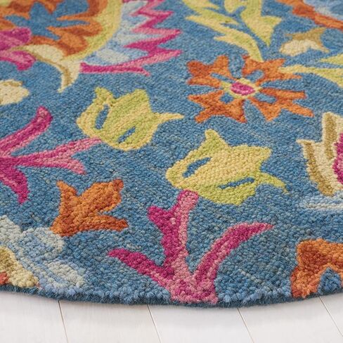 سجادة عداء من مجموعة SAFAVIEH Suzani - 2'3" x 12'، زرقاء ومتعددة، صوف بوهو معقوف يدويًا، مثالية للمناطق ذات حركة المرور العالية في غرفة المعيشة وغرفة النوم (SZN312A) in Saudi Arabia