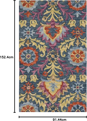 سجادة عداء من مجموعة SAFAVIEH Suzani - 2'3" x 12'، زرقاء ومتعددة، صوف بوهو معقوف يدويًا، مثالية للمناطق ذات حركة المرور العالية في غرفة المعيشة وغرفة النوم (SZN312A) in Saudi Arabia