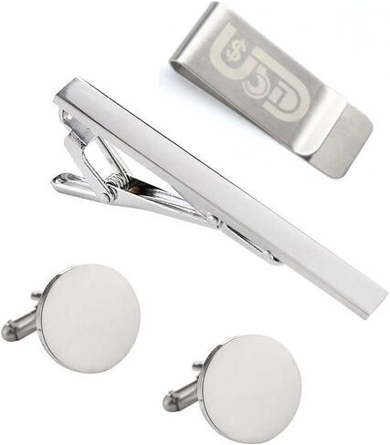 Cufflinks and Tie Clip Set for Men Personalized Cuff Links Business Wedding Father's Day Gift in Saudi Arabia