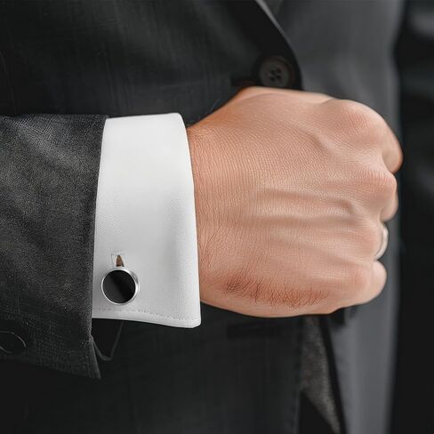Cuff Links Mens, Black Cufflinks for Men, Metal Tuxedo Cufflinks, Classic Groomsmen Cufflink Wedding Cuff Links for Father Husband Boyfriend Business Anniversary Birthday in Saudi Arabia