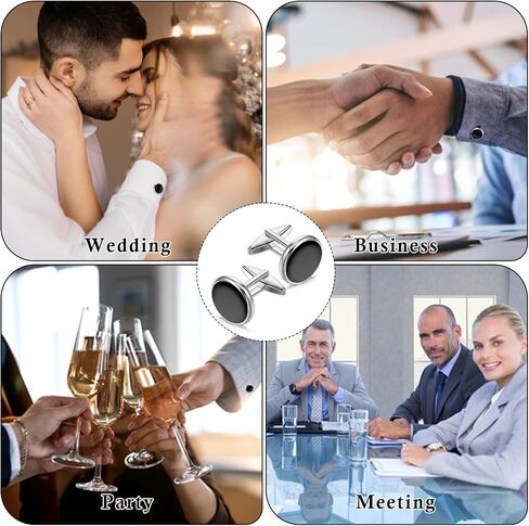 Cuff Links Mens, Black Cufflinks for Men, Metal Tuxedo Cufflinks, Classic Groomsmen Cufflink Wedding Cuff Links for Father Husband Boyfriend Business Anniversary Birthday in Saudi Arabia