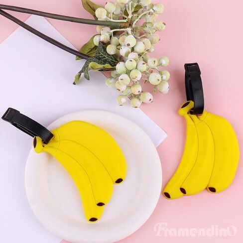 Framendino, 2 Pack Banana Fruit Silicone Luggage Tags Funny for Travel Suitcases Backpacks Bags in Saudi Arabia